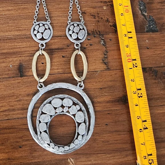 Chico's Silver and Gold Filigree Pendant Necklace - Picture 4 of 6